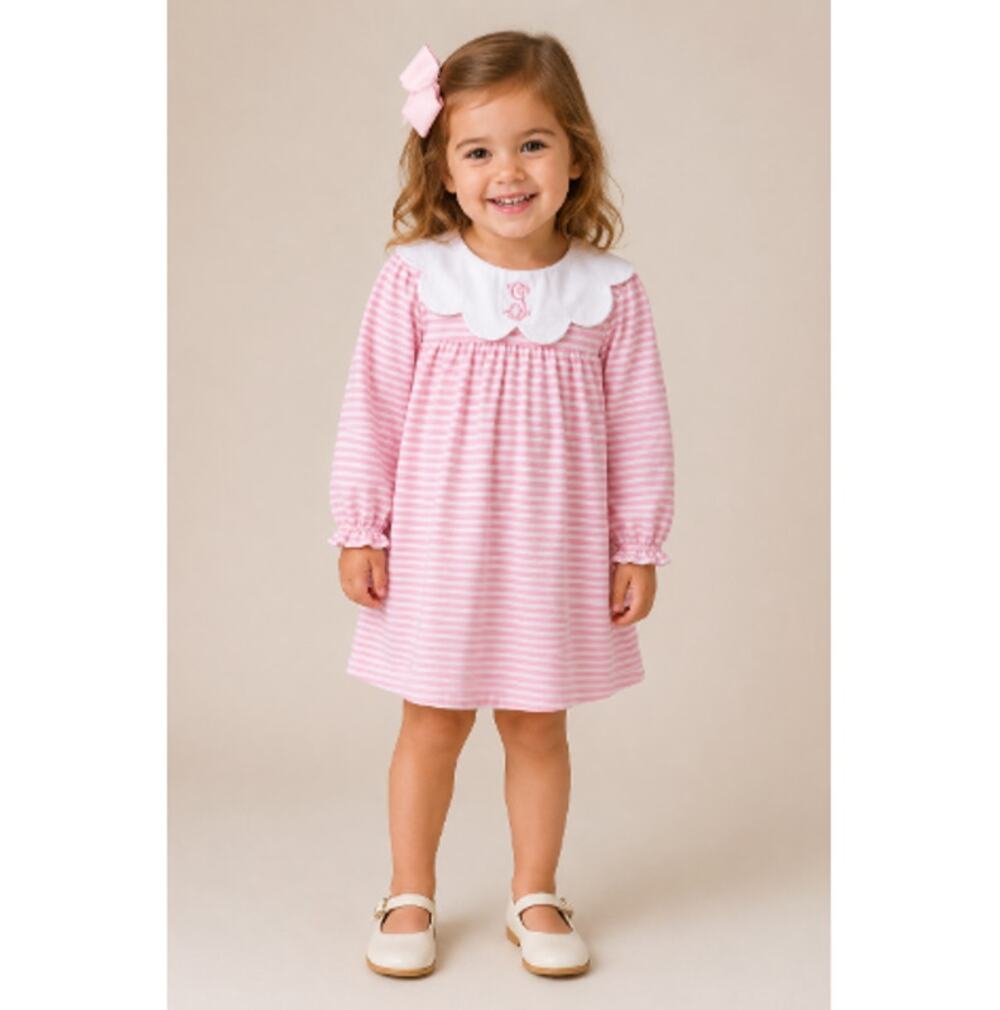Cecil & Lou Girls Pink Long Sleeve Stripe G Peter Pan Collar Dress 3T